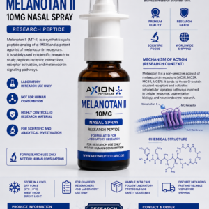 Melanotan II 10mg Nasal Spray Research Peptide bottle and box from Axion Peptide Lab