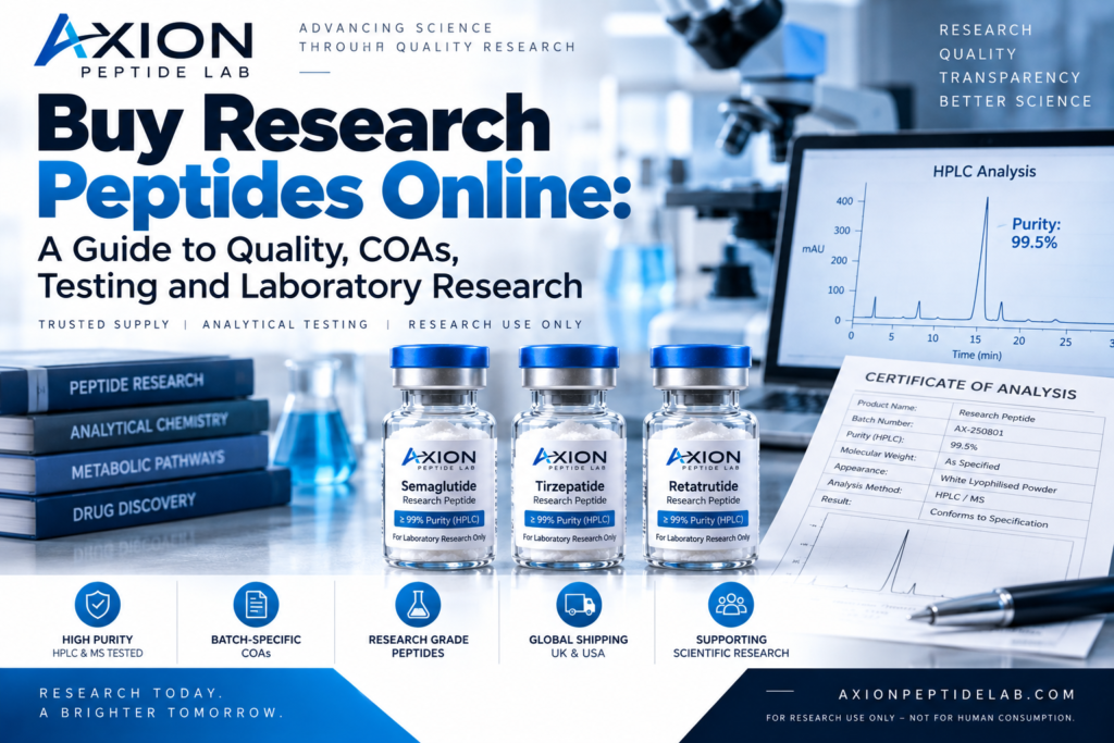 Buy research peptides online guide explaining research-use labeling, peptide marketing compliance and laboratory research requirements