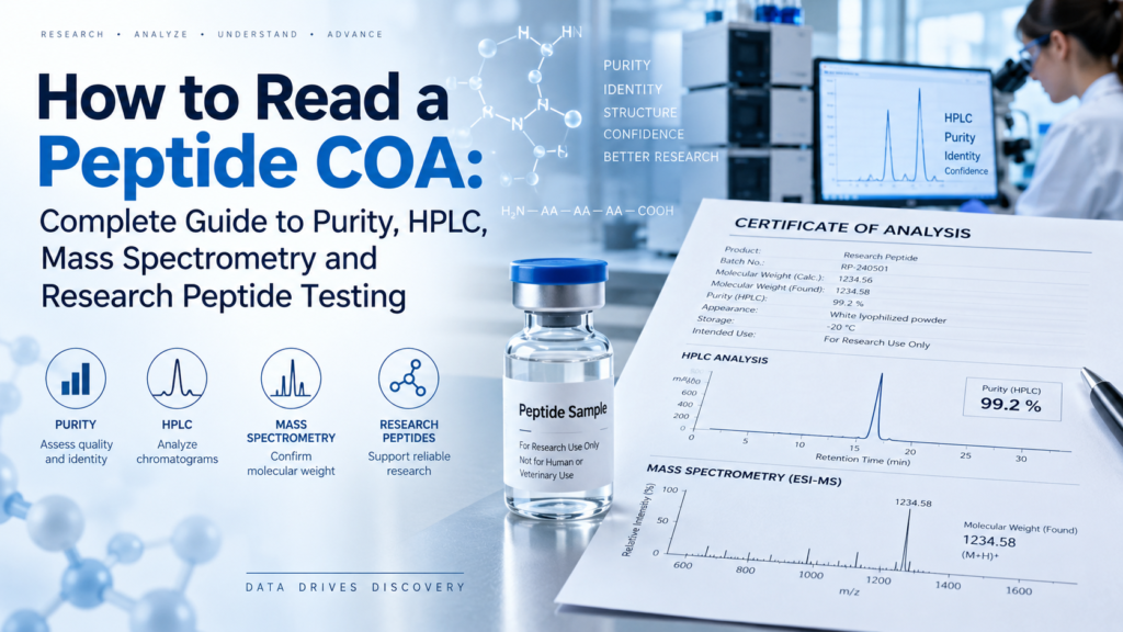 How to Read a Peptide COA – HPLC, Purity & Mass Spectrometry Guide