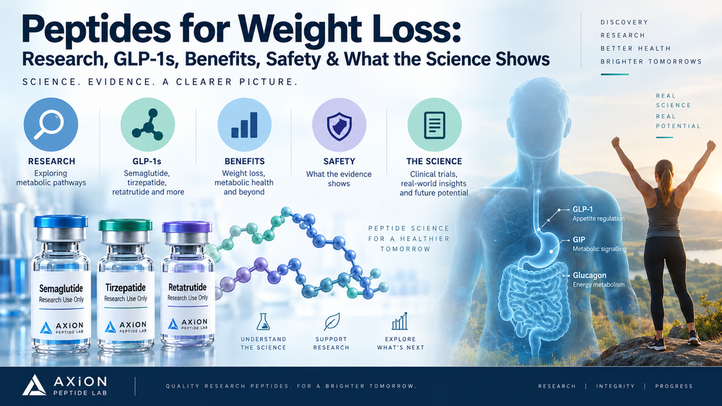 Peptides for weight loss,peptides for weight loss, weight loss peptides, peptide weight loss research, peptides and weight management, metabolic peptides, peptide research for obesity, weight management peptide research, GLP-1 peptides, GLP-1 weight loss research, GLP-1 receptor agonists, GLP-1 and weight management, GIP peptides, GIP weight loss research, GLP-1 and GIP research, GLP-1 GIP receptor agonist, incretin hormone research, incretin-based therapies, metabolic peptide pathways, peptide metabolism research, appetite regulation peptides, appetite signalling peptides, satiety peptides, peptides and appetite regulation, peptides and metabolic health, gut brain axis peptides, gut hormone research, glucose regulation peptides, insulin signalling peptides, gastric emptying GLP-1, obesity peptide research, obesity clinical trials peptides, weight loss peptide clinical trials, peptide weight loss studies, weight loss peptide science, peptide weight loss evidence, peptide-based weight management, semaglutide research, semaglutide weight loss research, semaglutide clinical trials, semaglutide GLP-1 research, semaglutide research peptide, tirzepatide research, tirzepatide weight loss research, tirzepatide clinical trials, tirzepatide GIP GLP-1, tirzepatide research peptide, retatrutide research, retatrutide weight loss research, retatrutide clinical trials, retatrutide triple agonist, retatrutide GLP-1 GIP glucagon, retatrutide research peptide, semaglutide vs tirzepatide, tirzepatide vs retatrutide, semaglutide vs retatrutide, semaglutide vs tirzepatide vs retatrutide, GLP-1 vs GIP, dual receptor agonist research, triple receptor agonist research, multi receptor agonists, glucagon receptor research, next generation metabolic peptides, peptide obesity research, peptide weight management studies, latest peptide research, peptide clinical research, peptide receptor research, peptide laboratory research, research peptides, research peptides USA, research peptides UK, research peptides for laboratory use, laboratory research peptides, peptides for scientific research, peptides for R&D, research use only peptides, RUO peptides, peptide research supplier, research peptide supplier USA, research peptide supplier UK, buy research peptides, buy research peptides USA, buy research peptides UK, order research peptides online, research peptides online, peptide research products, laboratory peptide supplier, peptide supplier for researchers, high purity research peptides, peptide catalogue online, metabolic research peptides for sale, GLP-1 research peptides for sale, semaglutide research peptide for sale, buy semaglutide research peptide, tirzepatide research peptide for sale, buy tirzepatide research peptide, retatrutide research peptide for sale, buy retatrutide research peptide, weight loss peptide research supplier, Axion Peptide Lab, Axion Peptide Lab research peptides, buy peptides from Axion Peptide Lab