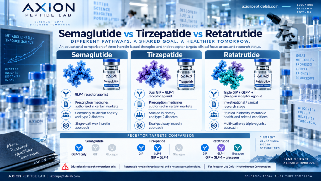 Retatrutide research covering current and future clinical studies, triple-agonist science and metabolic research