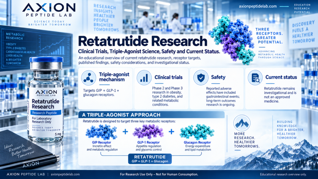 Retatrutide research covering current and future clinical studies, triple-agonist science and metabolic research